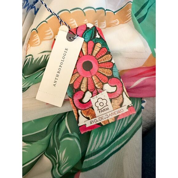 Farm Rio Womens Rio De Janeiro Graphic Mesh Midi Dress Multicolor Size S NEW - Picture 5 of 8